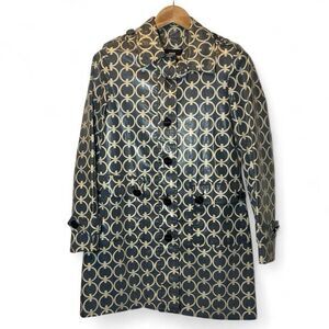 MIss Sixty M60 Women Small Dark Gray Beige All Over Print Epaulet Vent Raincoat‎